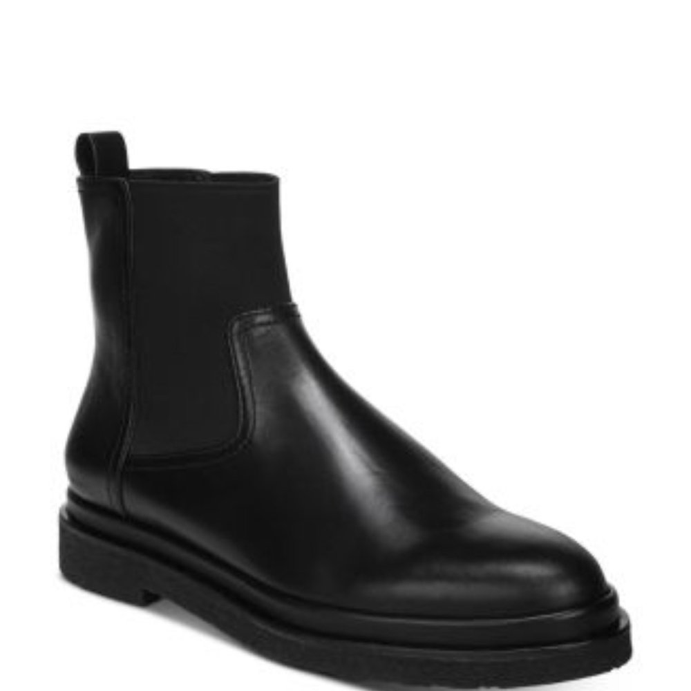 Vince Water Repellent Litton Pull-on Chelsea Boots in Black Leather - Size 8.5
